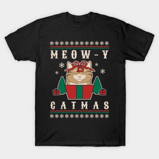 Merry Catmas ugly christmas design T-Shirt